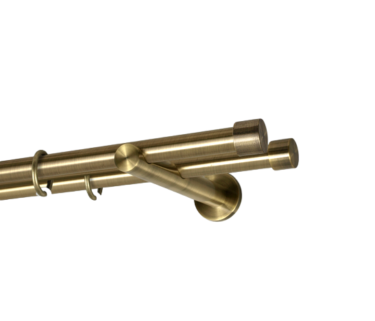 Карниз MStyle Рулло металлический двухрядный труба гладкая 19/19 мм кронштейн цылиндр 240 см Антик (K010198)