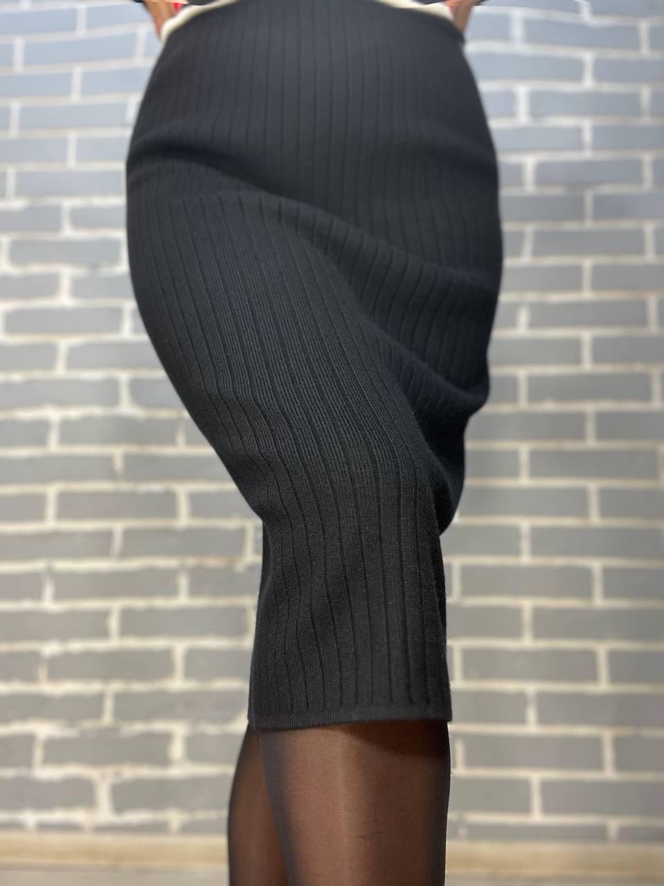 Спідниця жіноча My fashion 478 в'язка широкий рубчик розріз середня довжина р. 44-48 Чорний (3024) - фото 6 Спідниця жіноча My fashion 478 в'язка широкий рубчик розріз середня довжина р. 44-48 Чорний (3024) - фото 6