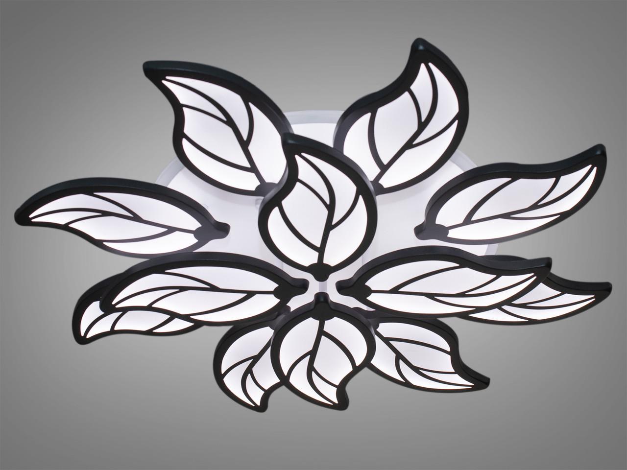 Люстра LED для залу з підсвічуванням Чорний 180W на 25м2 8028-8+4BK-LS (1734207273)