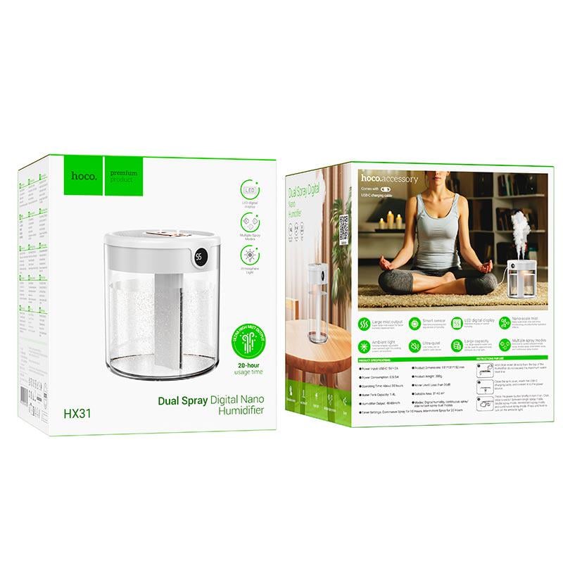 Зволожувач повітря Hoco Dual Spray HX31 з цифровим дисплеєм та двома режимами роботи 1,4 л Білий (28155072) - фото 6 Зволожувач повітря Hoco Dual Spray HX31 з цифровим дисплеєм та двома режимами роботи 1,4 л Білий (28155072) - фото 6