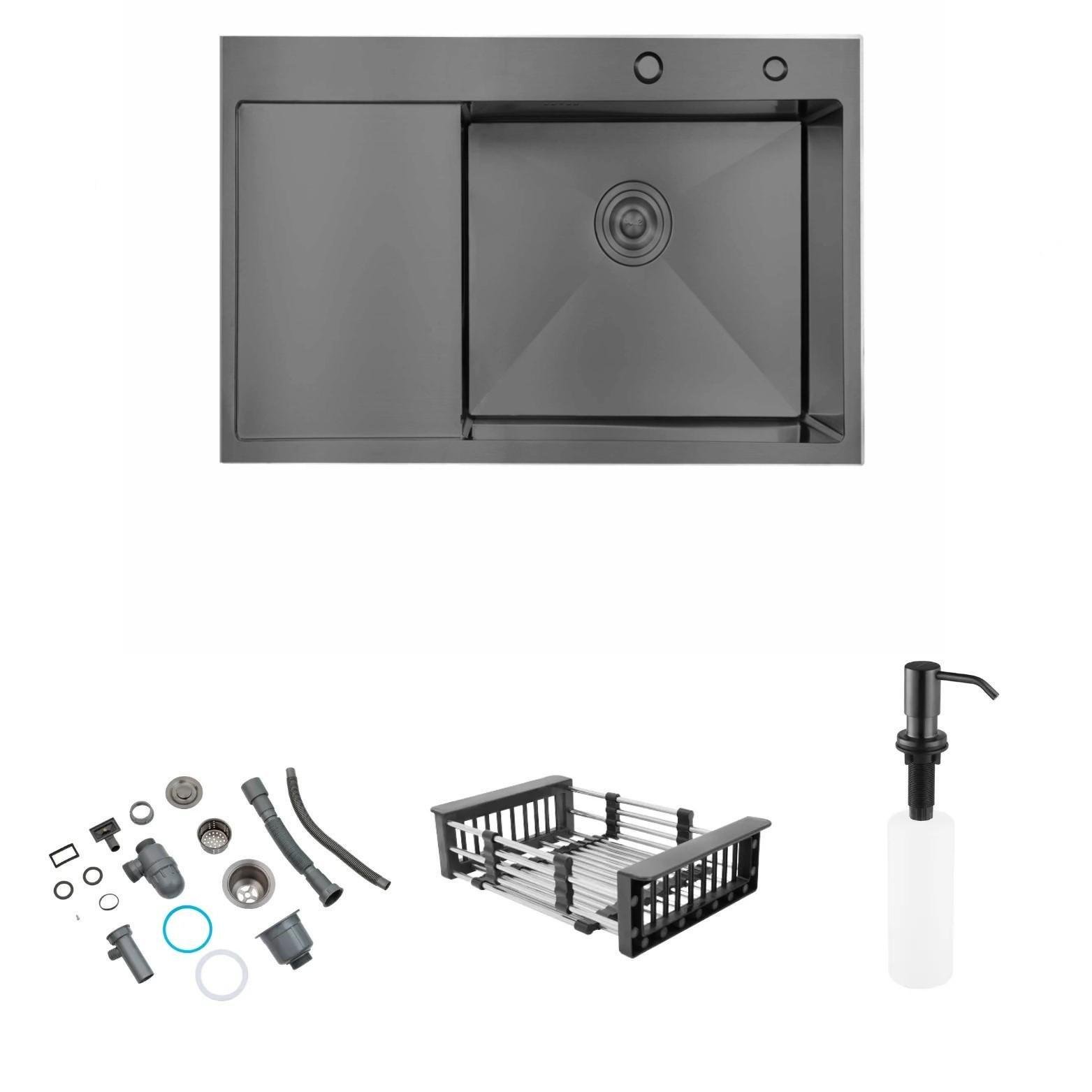 Мойка кухонная Lidz H6350BR встроенная 3,0/1,0 мм Brush 630х500/215 мм