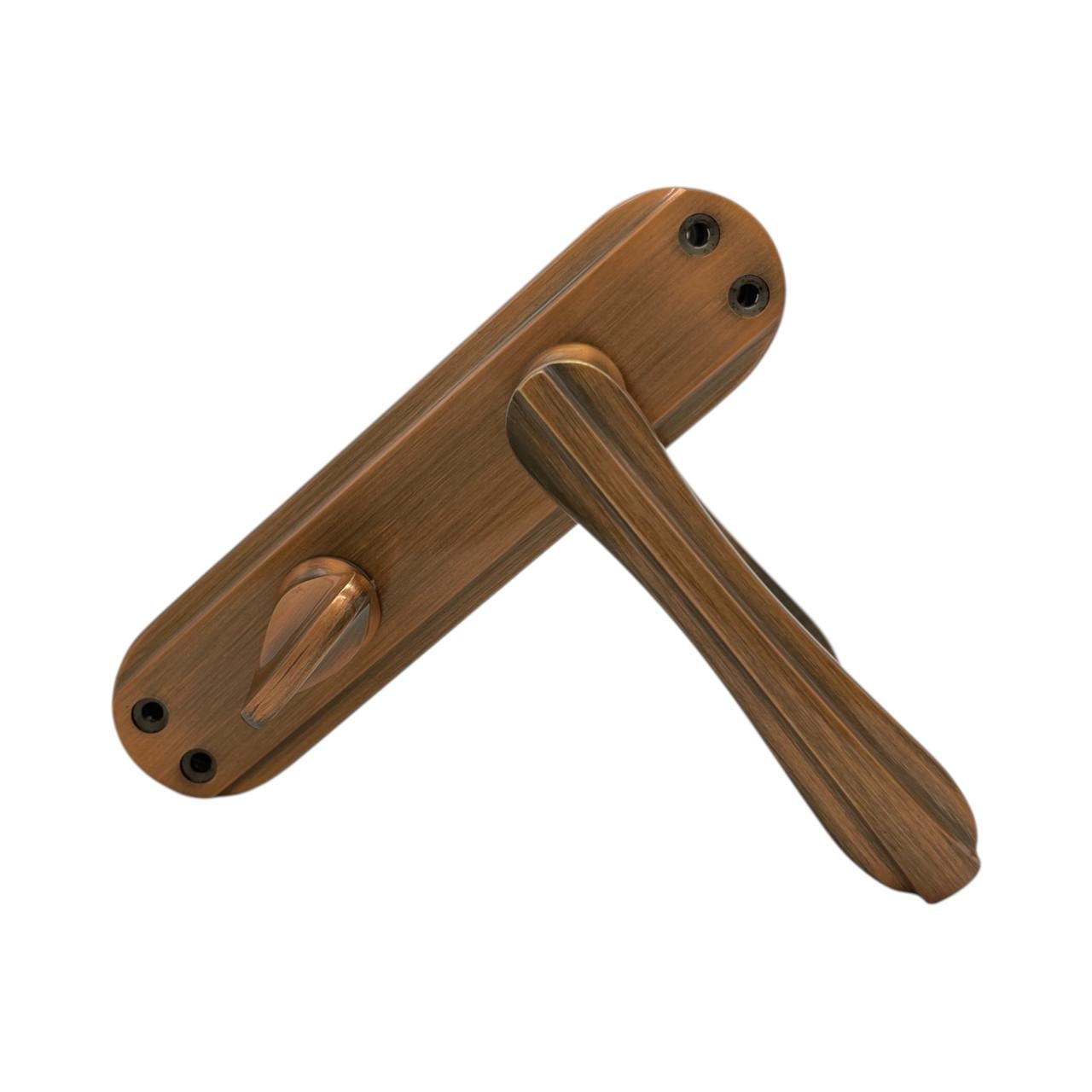 Ручки латунные для двери Ozcanlar 62 мм Yonca WC Bakir Oksid (360013)