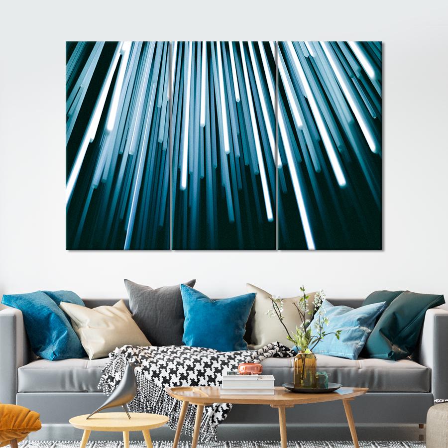 Картина Абстрактные белые лучи 128x81 см (A888-3)