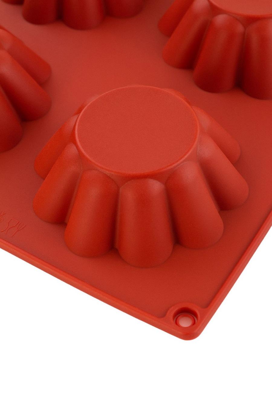 Форма силіконова One Chef для випічки Профі Кошик d 6,6 см h 3 см на 6 осередків Червоний - фото 2 Форма силіконова One Chef для випічки Профі Кошик d 6,6 см h 3 см на 6 осередків Червоний - фото 2