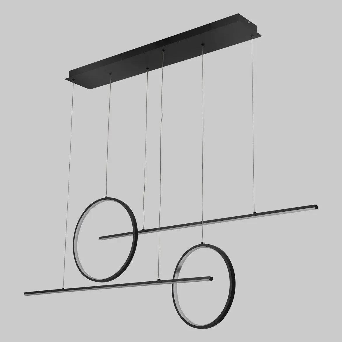 LED-люстра подвесная Valeso Interees с пультом и линейными и плафонами-кольцами 3000/6400К IP20 80W (V-LCD309)