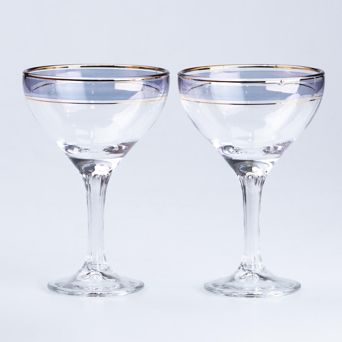 Набор бокалов для фигурных коктейлей на высокой ножке 290 мл 2 шт. Синий (HP545)