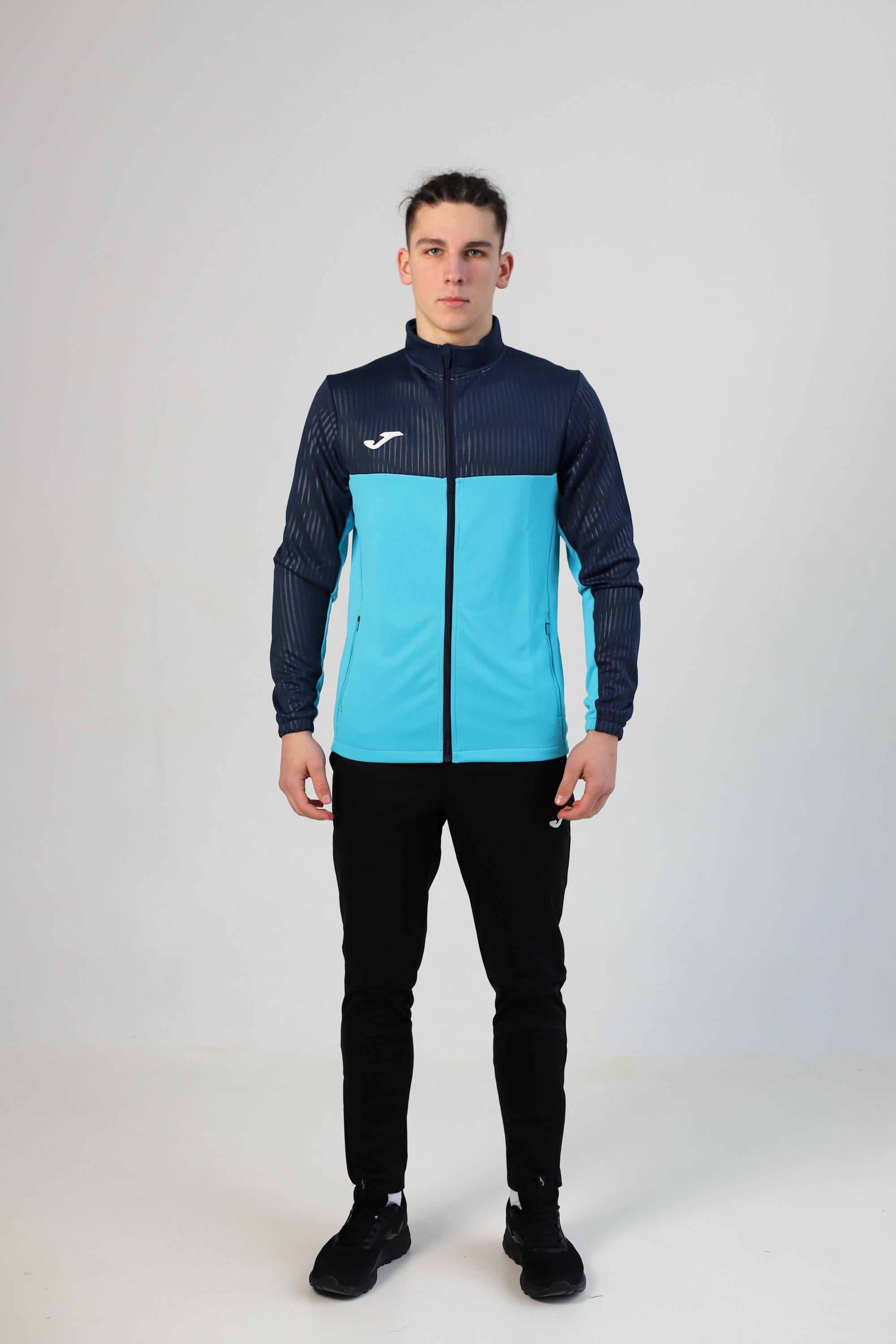 Олимпийка Joma 102744.013 Montreal Full Zip Sweatshirt S Fluor Turquoise/Navy (8445456389194) - фото 3