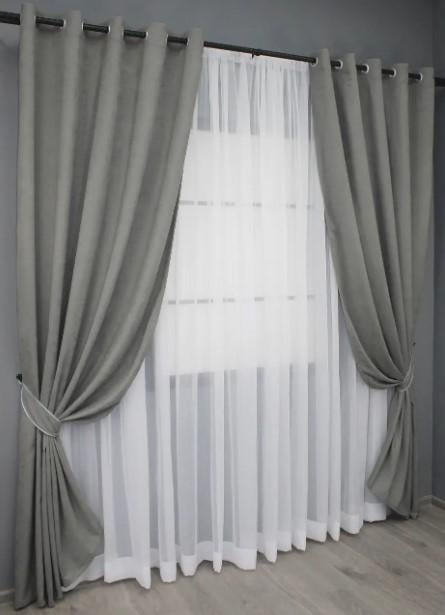 Комплект штор SPARTA на люверсах 1,5х2,7 м 2 шт. Серый (1093ш 37-0128) - фото 6 Комплект штор SPARTA на люверсах 1,5х2,7 м 2 шт. Серый (1093ш 37-0128) - фото 6