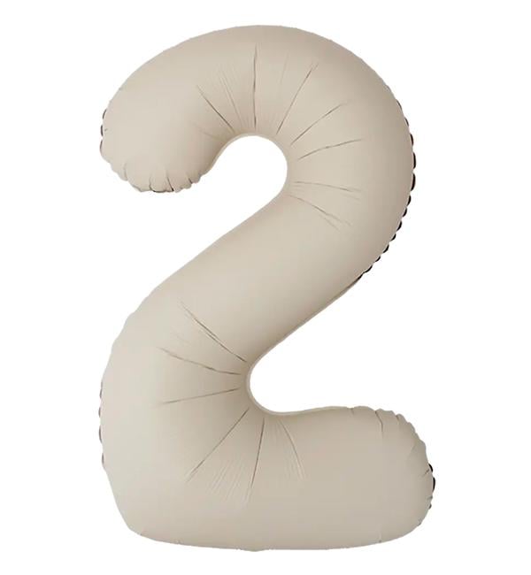 Воздушный шар Slim Flexmetal Цифра «2» 1 м Кремовый сатин (10535)