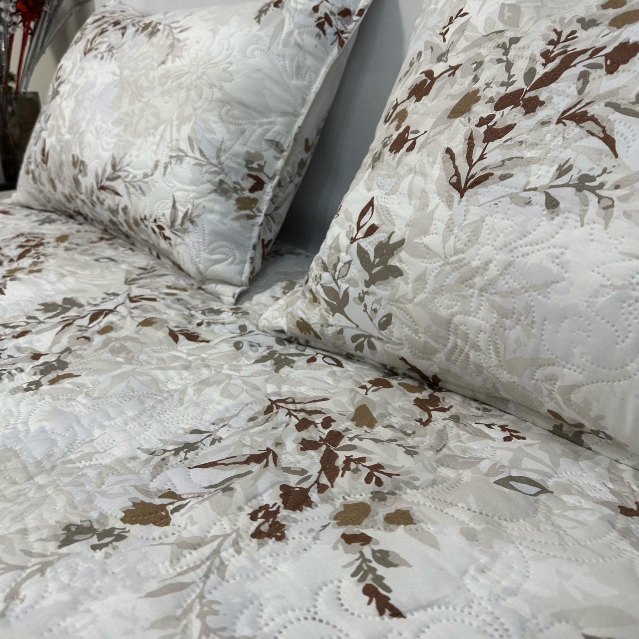 Набор покрывало стеганое 200x230 см/2 наволочки 50x70 см с цветочным рисунком Бежевый (PS-1-3) - фото 9