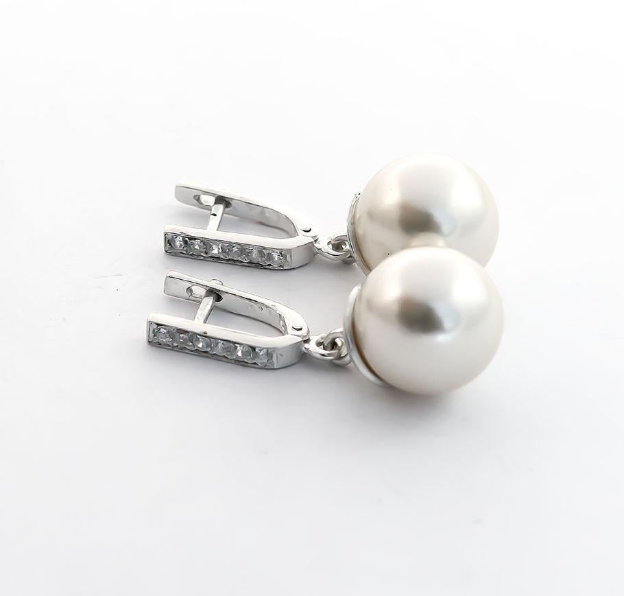 Серьги серебряные с большим жемчугом Maxi Silver 8616 (88616)