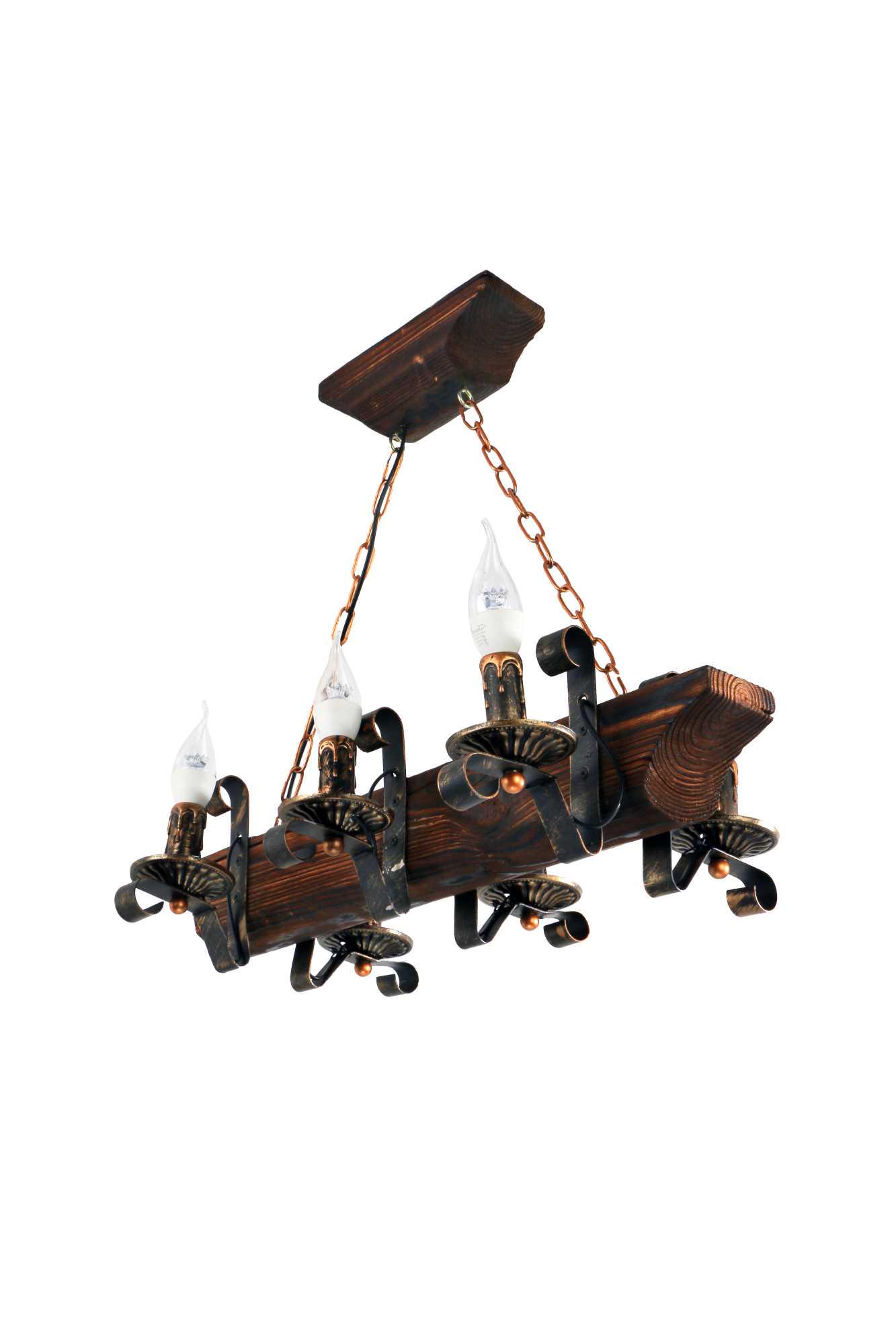 Люстра деревянная Sirius S7082 / 6 темный обжиг на 6 лампочек (000014446)