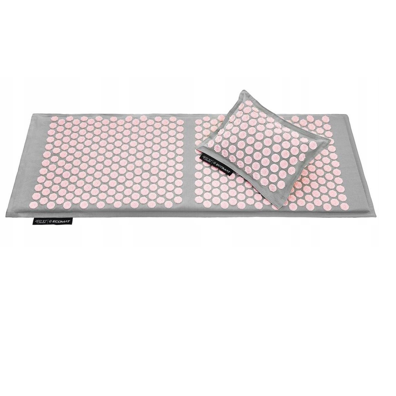 Килимок акупунктурний з подушкою 4fizjo Eco Mat XL Аплікатор Кузнєцова Grey/Pink (P-5907739313607)