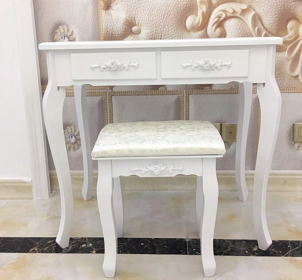 Туалетный столик Care Life с табуретом 75x147x40 см Белый матовый (65460131) - фото 5 Туалетный столик Care Life с табуретом 75x147x40 см Белый матовый (65460131) - фото 5