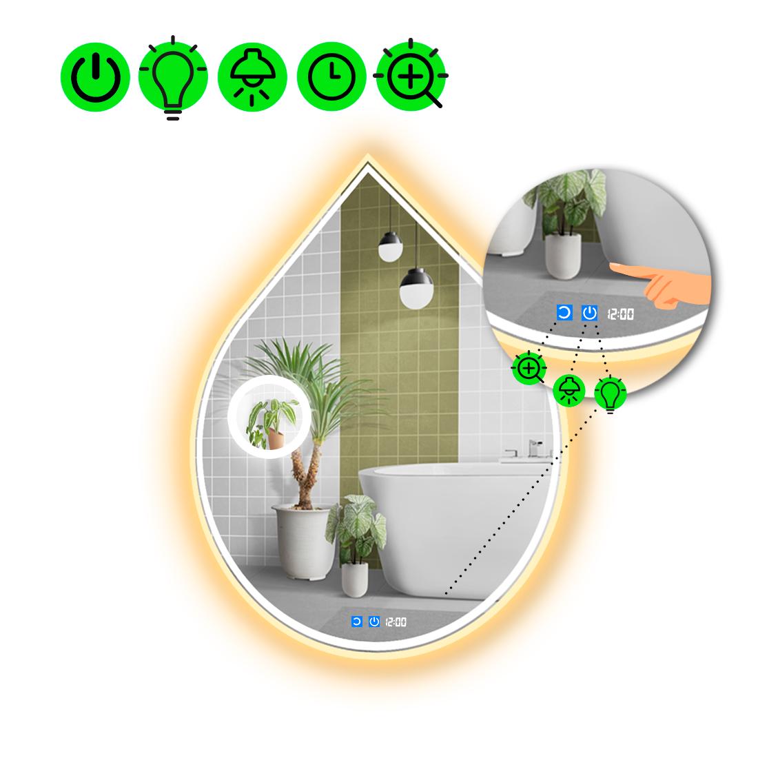 Зеркало LED подсветкой Goccia 4 с двумя сенсорами и линзой с подсветкой 60x50 см (8777124)