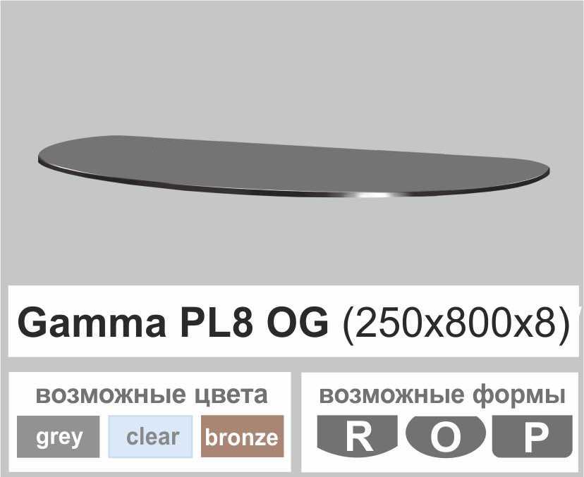 Полка универсальная прямая овальная Commus Gamma PL 8 OG 250х800х8 мм Серый (110000265) - фото 2