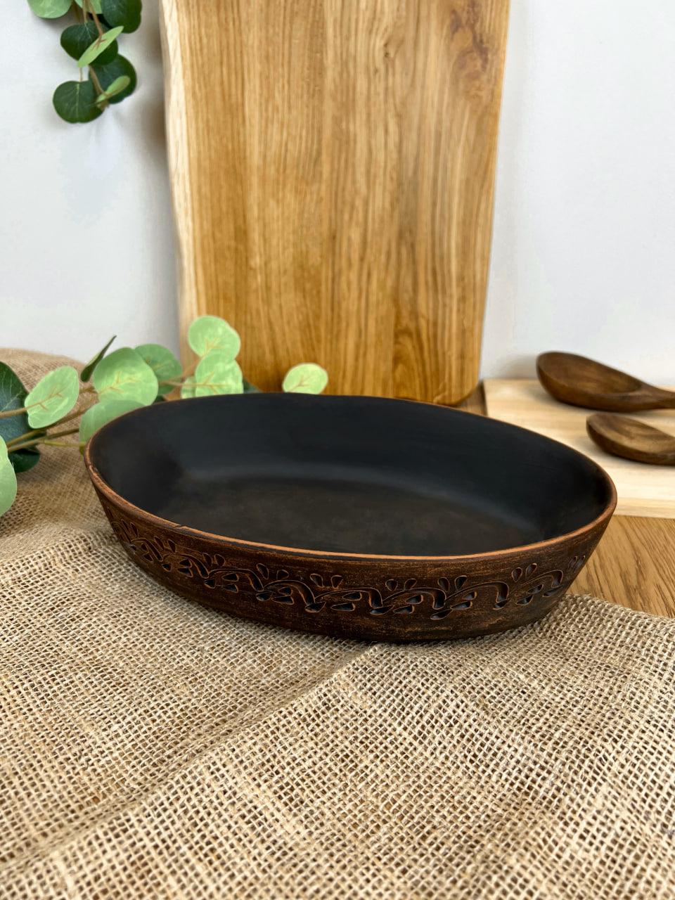 Блюдо під холодець керамічне керамічне різьблене декор (3000-28)