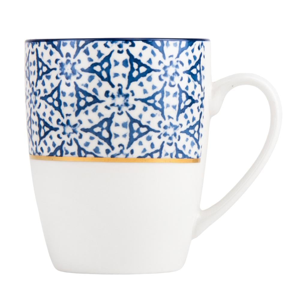 Набор кружек керамических Elisey Орнамент 400 мл 4 шт. Бело-синий (9070-006)