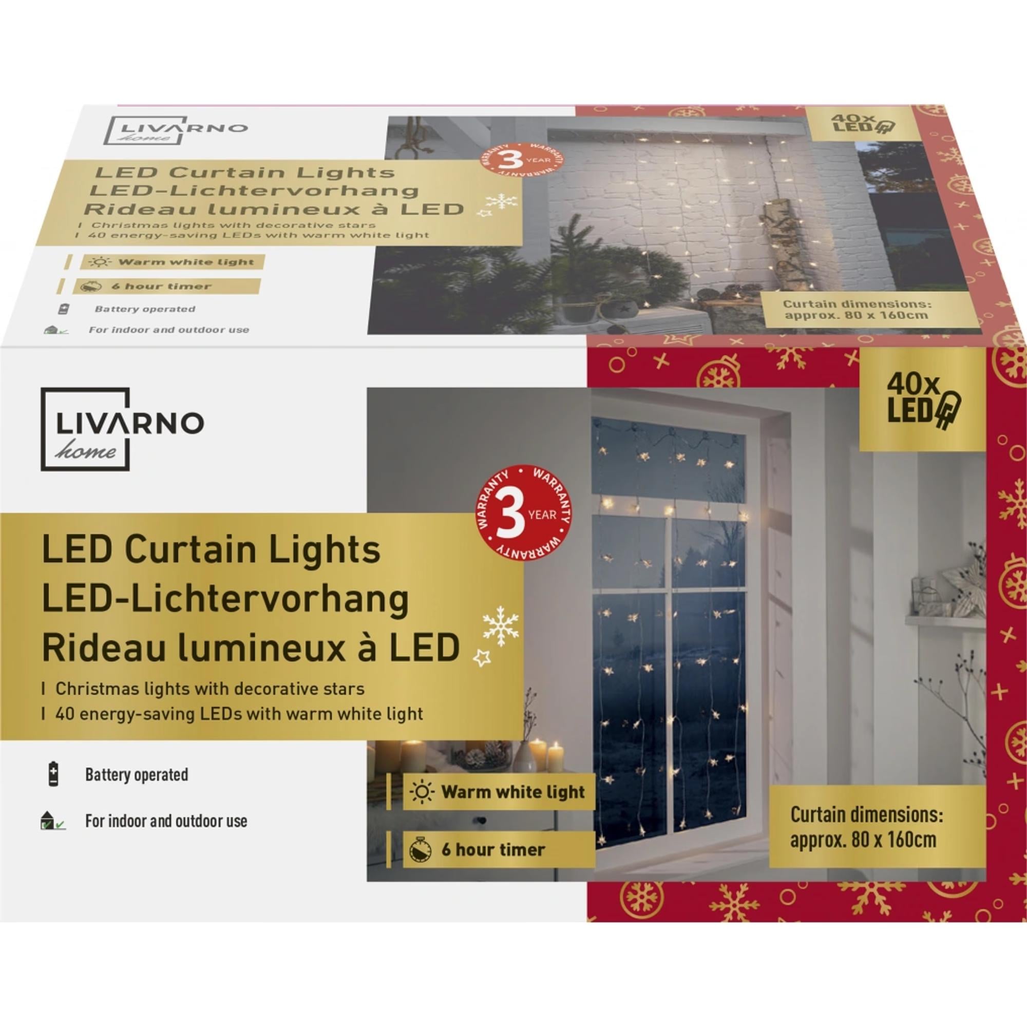 Гірлянда-штора світлодіодна Livarno Home Curtain Lights 40LED 80х160 см Теплий Білий (31049116)