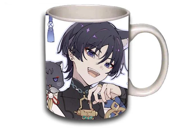 Чашка Кадзуха Скарамучча Геншин импакт Белый (z0814)