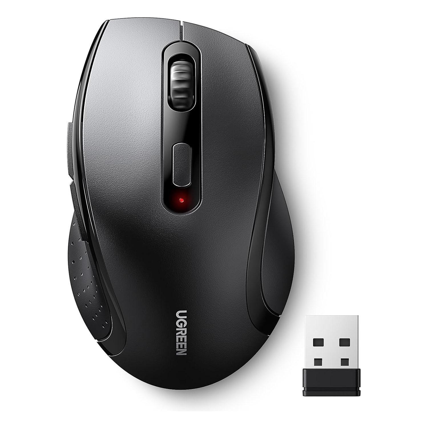 Мышь беспроводная UGREEN эргономичная 1600 DPI 2.4 ГГц Черный (45012)