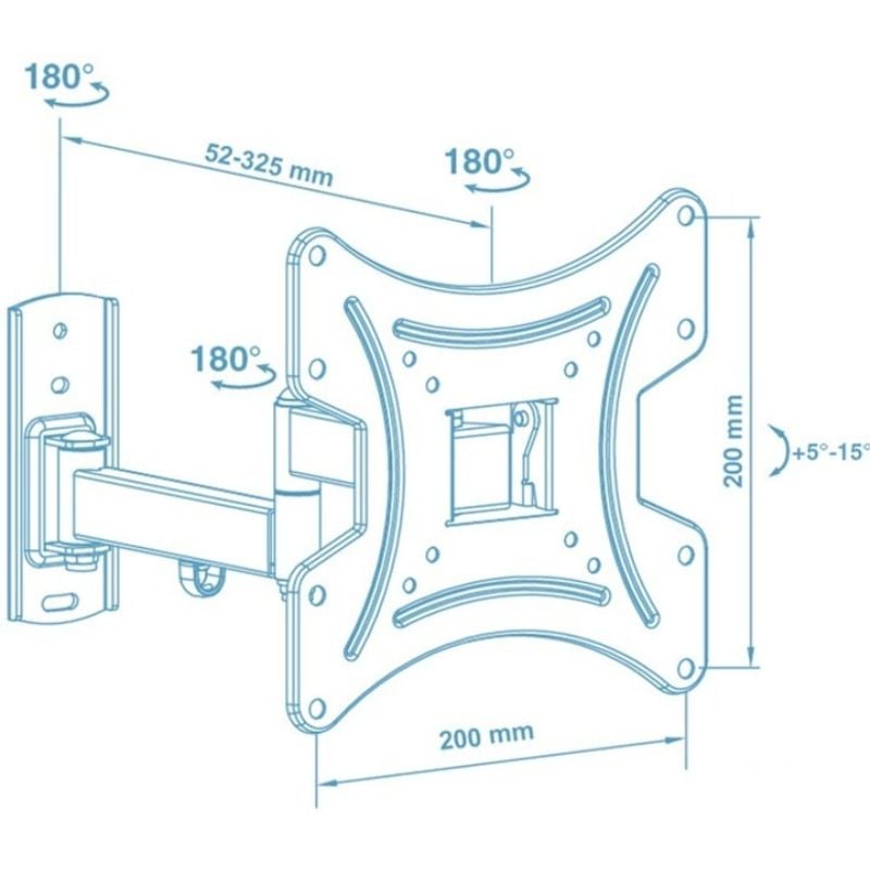 Кріплення для телевізора Walfix R-343B настінний 15-42" (tf1275) - фото 4 Кріплення для телевізора Walfix R-343B настінний 15-42" (tf1275) - фото 4