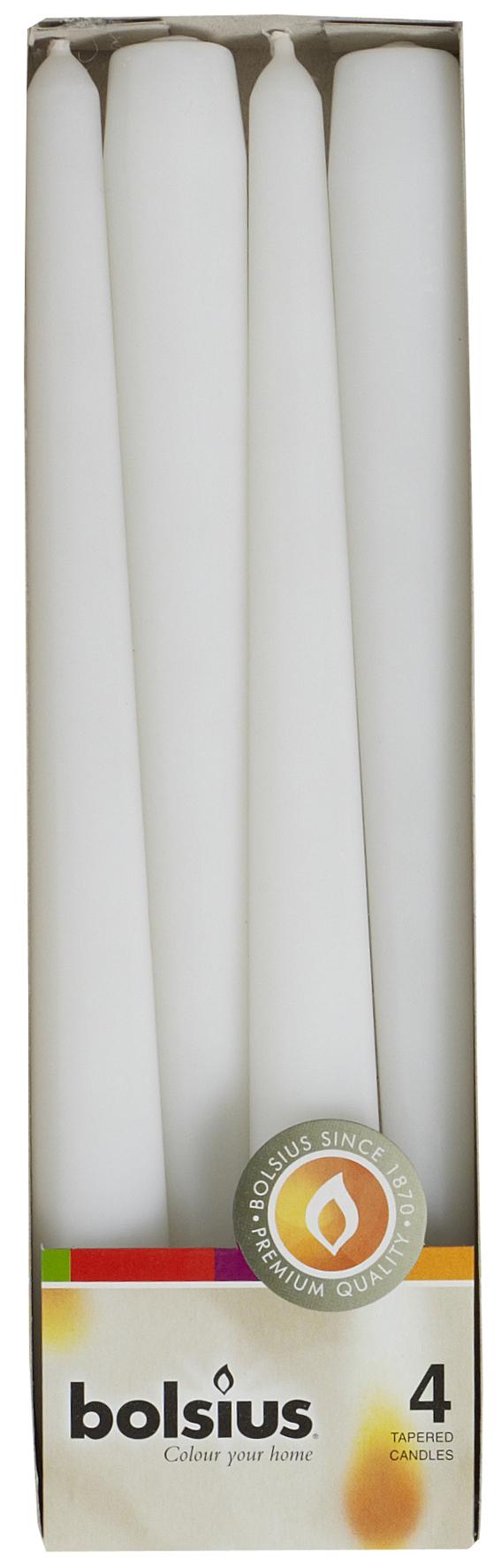 Свеча Bolsius столовая конусная 245х24 мм 4 шт. Белый (BOL-350902)
