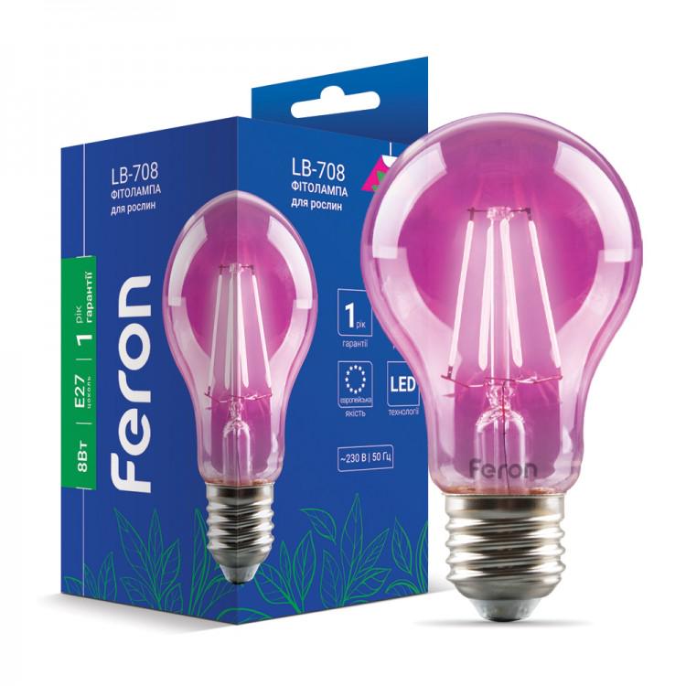 Лампа фито Feron A60 E27 8W 230V LB-708 (LB-708)