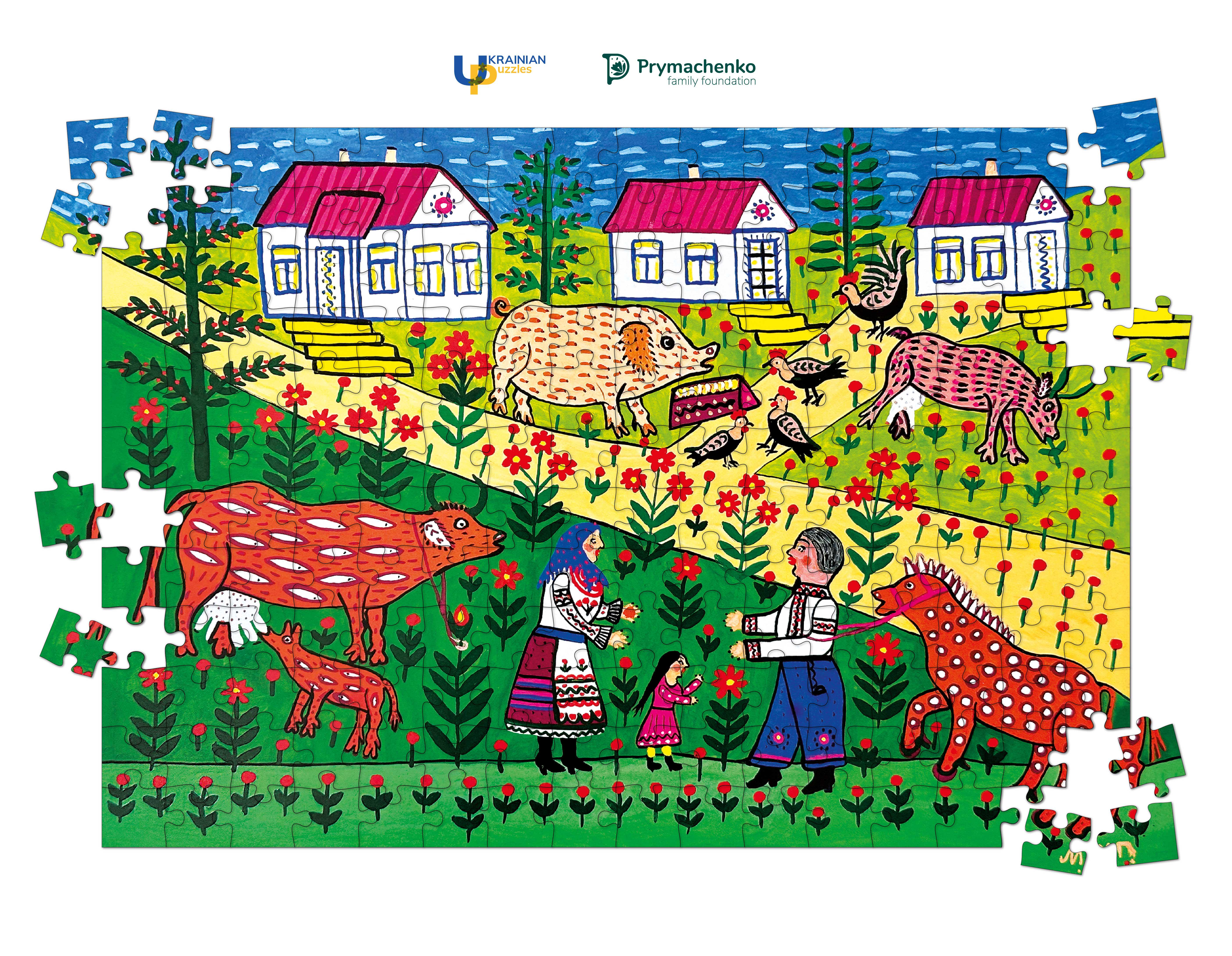 Пазл деревʼяний Сонце низенько трактор близенько Марія Примаченко 192 елемента (26857137) - фото 6