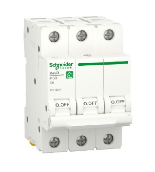 Автоматический выключатель Schneider RESI9 6А 3P кривая С 6 А (24538)