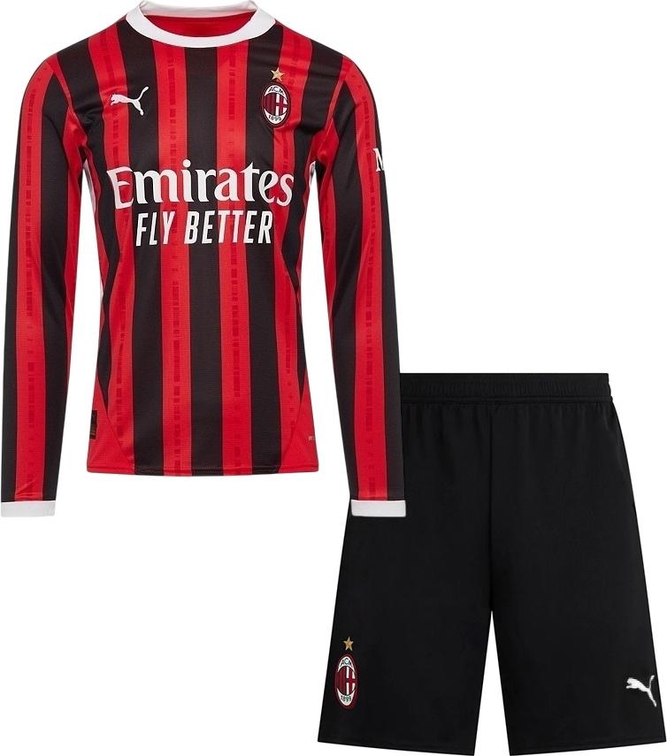 Футбольная форма с длинным рукавом детская Милан 2024-2025 домашняя F0130 125-135 см Красно-черный (47924-383)