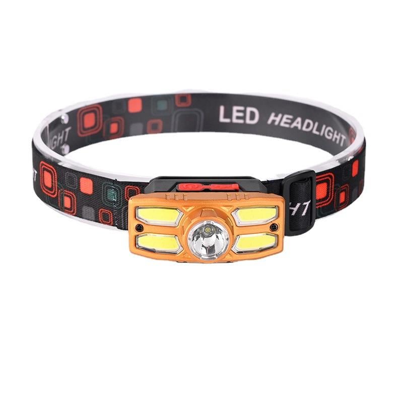 Фонарь налобный аккумуляторный XBalog 5LED-XPE+COB 4 режима влагозащищенный USB Золотой (3794030b)