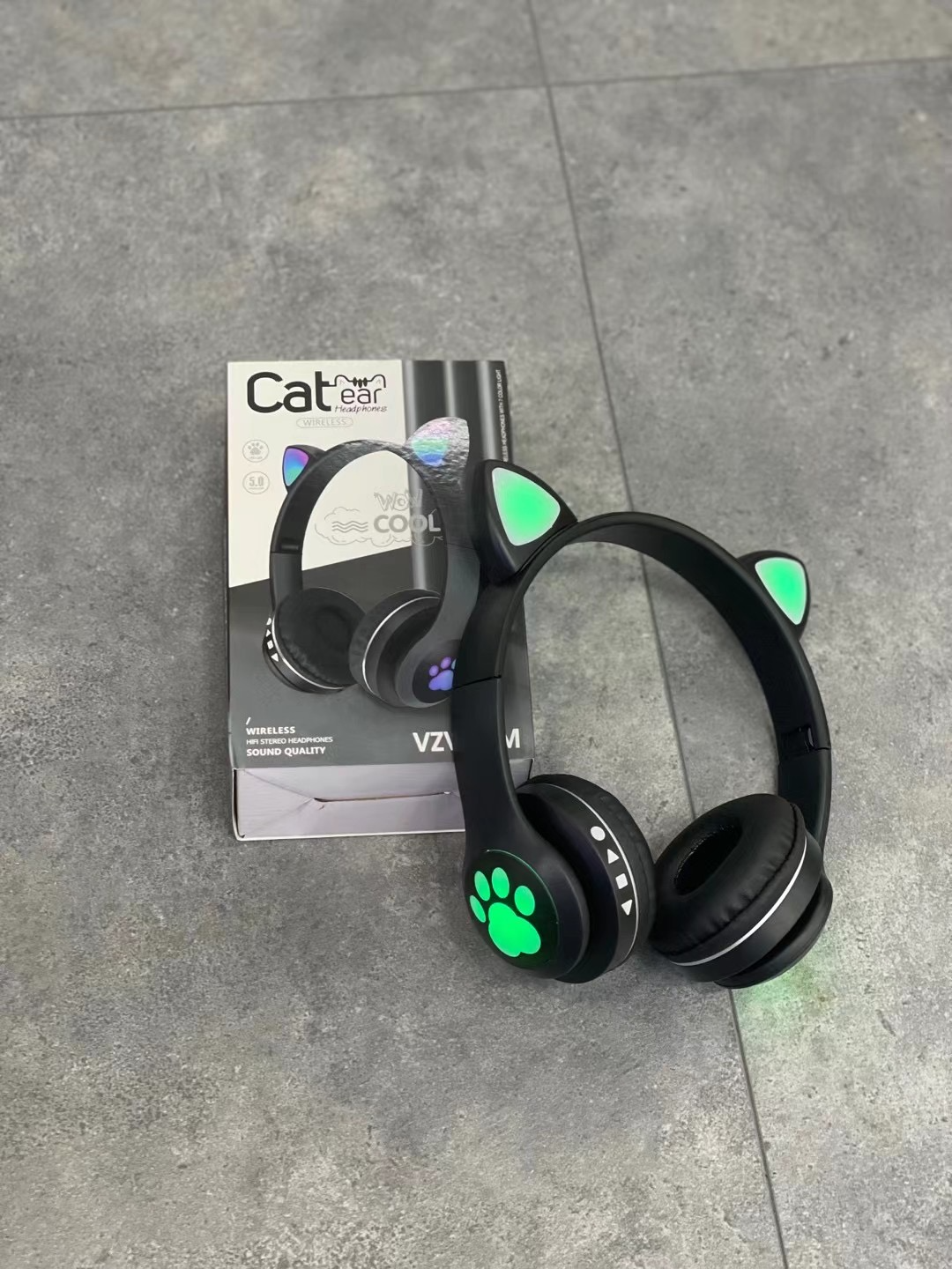 Наушники беспроводные Cat Headset M23 Bluetooth с RGB подсветкой Черный - фото 4