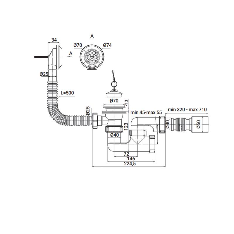 ᐉ Сифон для ванны Zerix SV-02-A 1 1/2