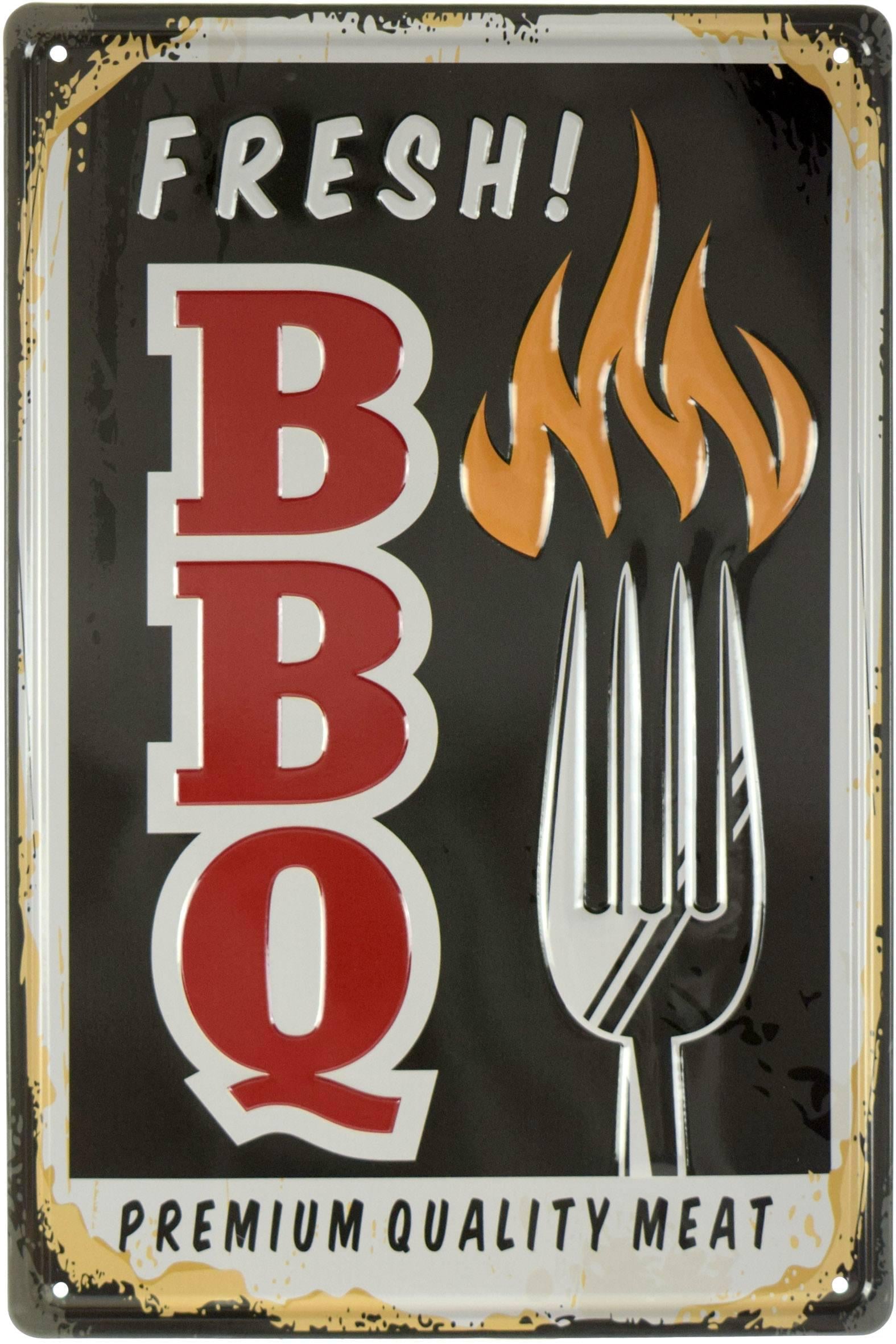 Табличка металлическая Свежее Барбекю Мясо Высшего Качества/Fresh BBQ Premium Quality Meat 20x30 см