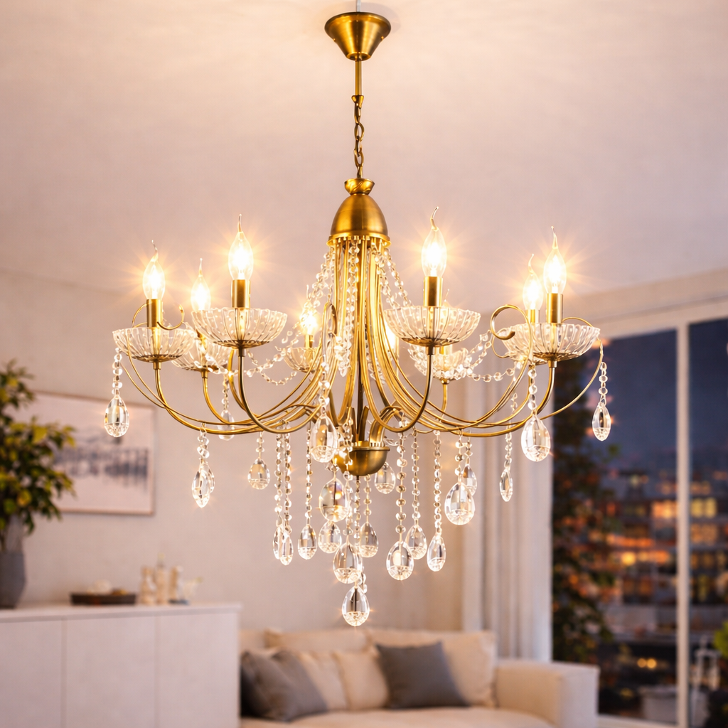 Люстра Sirius с хрустальными подвесами под восемь ламп Е14 Бронзовый (B NH4756/8) Люстра Sirius с хрустальными подвесами под восемь ламп Е14 Бронзовый (B NH4756/8)