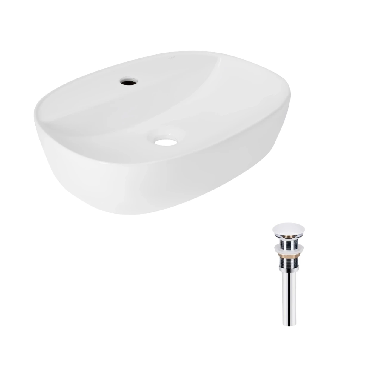 Комплект Qtap Scorpio накладная раковина овальная 500x380x120 мм White и донный клапан PU02 (2611678630)