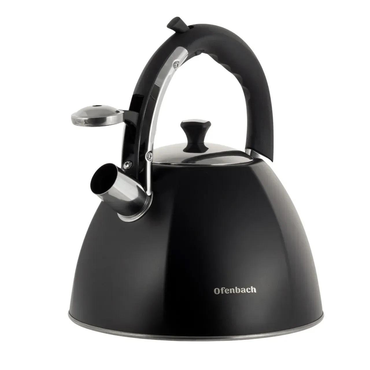 Чайник із свистком та ручкою з покриттям soft touch Ofenbach KM-100308 із нержавіючої сталі 3,2 л Чорний (150-84-100308) - фото 3 Чайник із свистком та ручкою з покриттям soft touch Ofenbach KM-100308 із нержавіючої сталі 3,2 л Чорний (150-84-100308) - фото 3