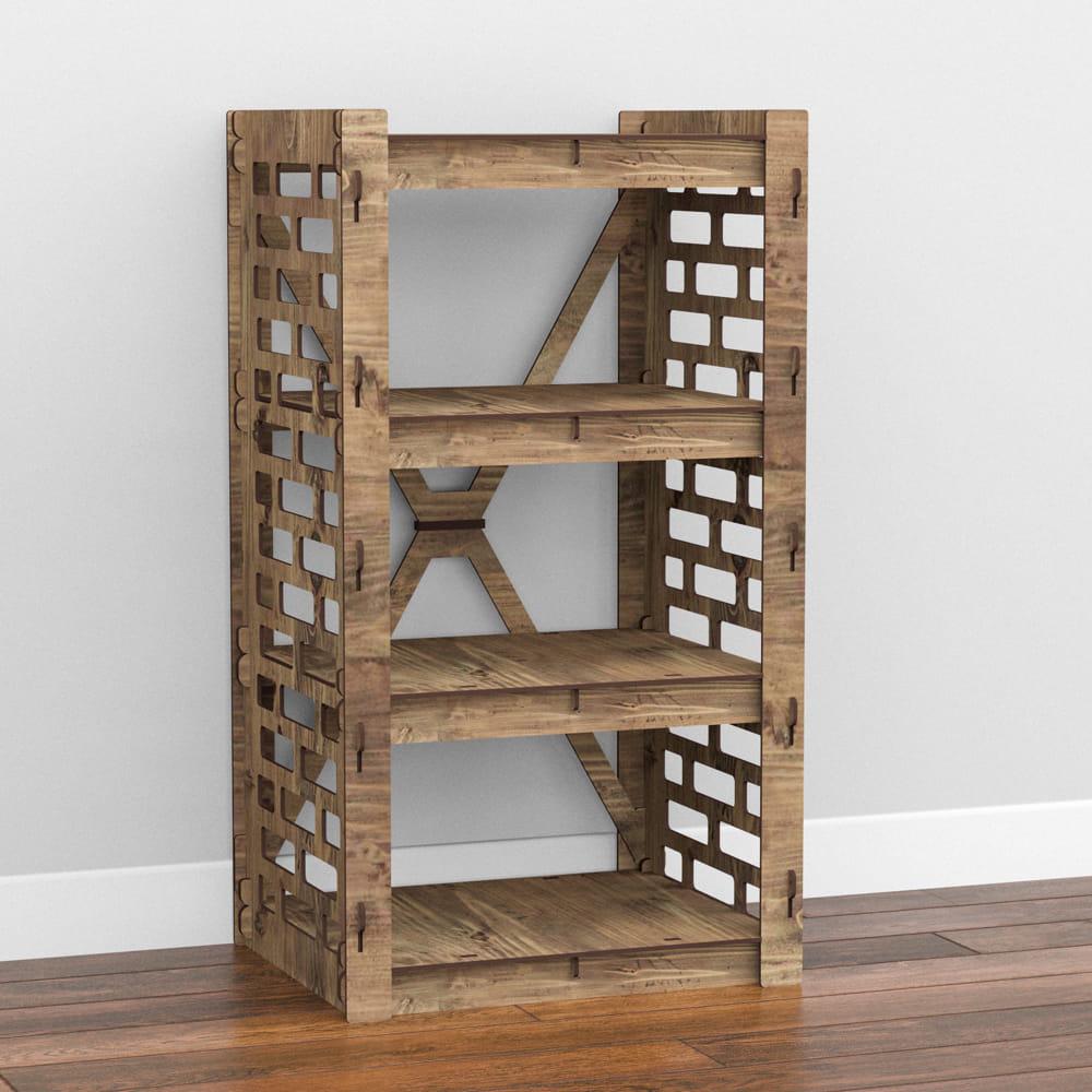 Комод в коридор из дерева Hexagonica Brickwall на 3 ящика черные корзины 750х413х345 мм (111517)