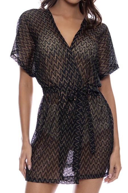 Туніка пляжна Luli Fama O/S Чорний/Золотий (L813B71)