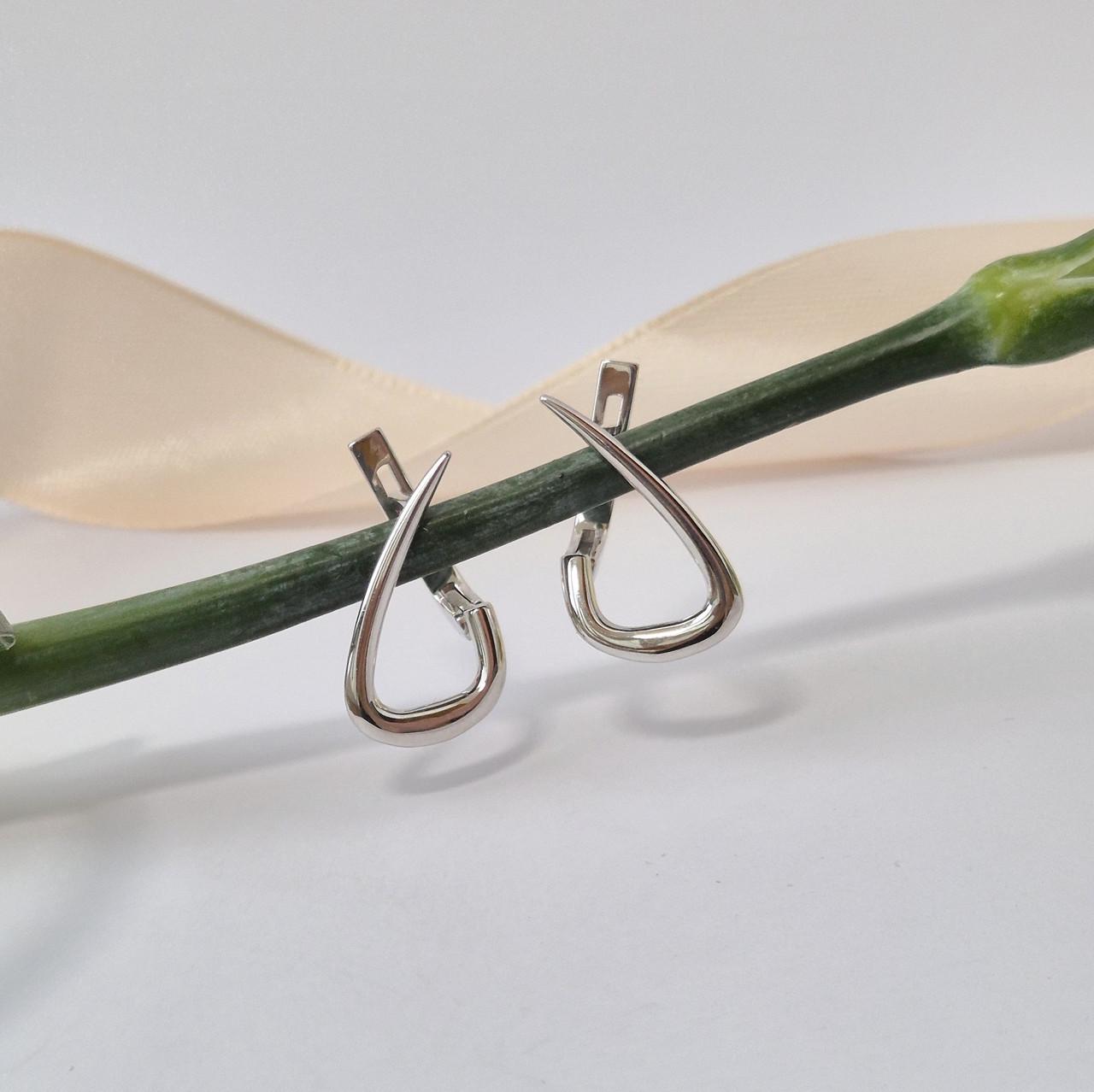 Серьги без камней серебро 925 пробы родированное 2,40 г (вс705р)