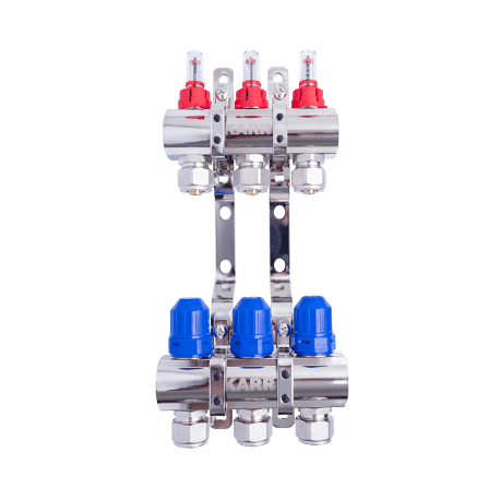 Коллекторная группа Karro KR 20160 на 3 выхода никелированная (TU-18443)