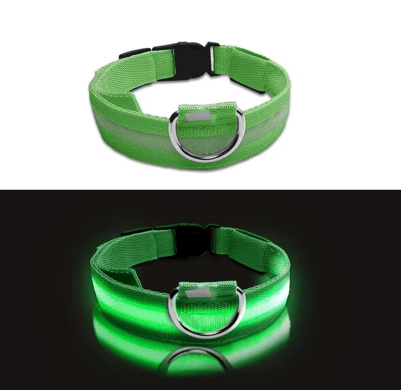 Ошейник для собак светодиодный три режима свечения на батарейках регулируемый L 35-49 см Зеленый (D-0081) - фото 3 Ошейник для собак светодиодный три режима свечения на батарейках регулируемый L 35-49 см Зеленый (D-0081) - фото 3