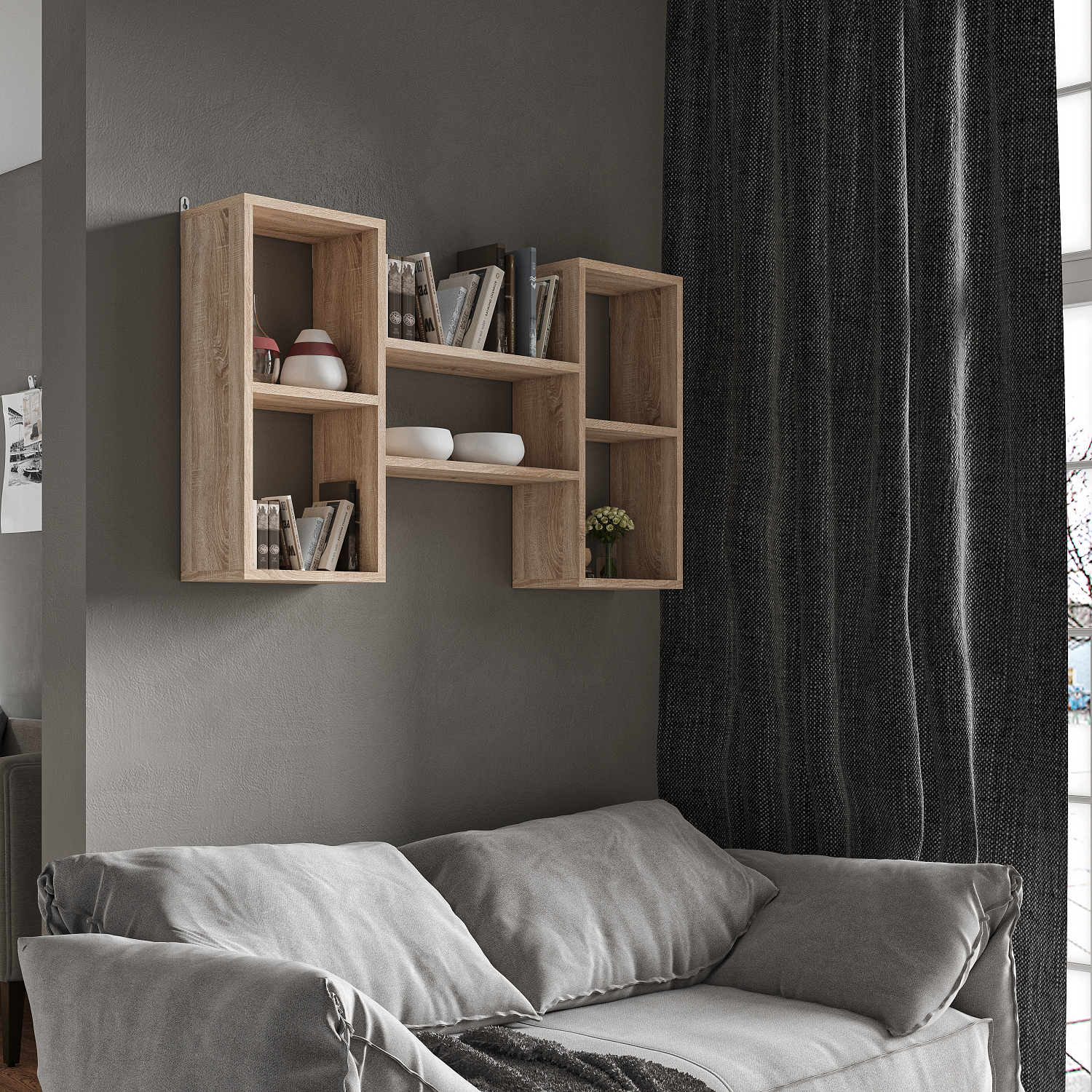 Полиця навісна у спальню кімнату Дуб Сонома (T11) Полиця навісна у спальню кімнату Дуб Сонома (T11)