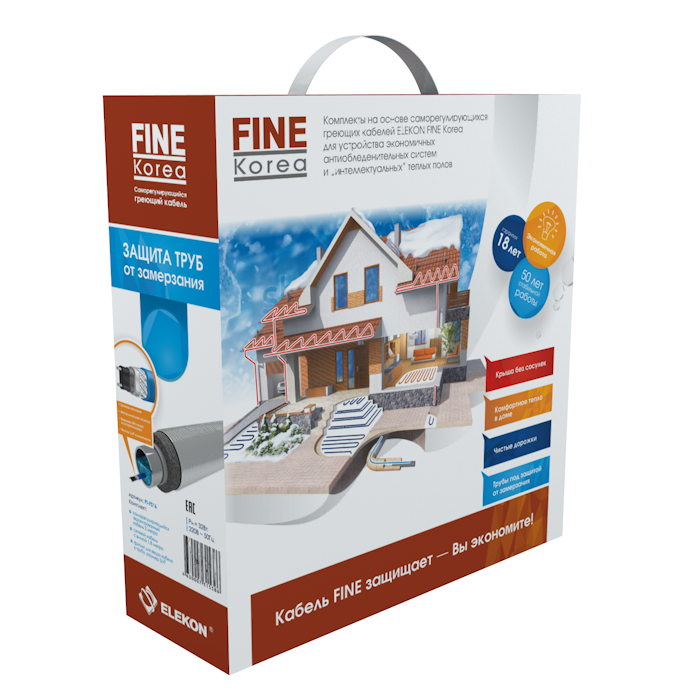 Комплект нагревательный кабель Fine Korea PI-FS 16 Вт, 6 п.м, саморегулирующийся