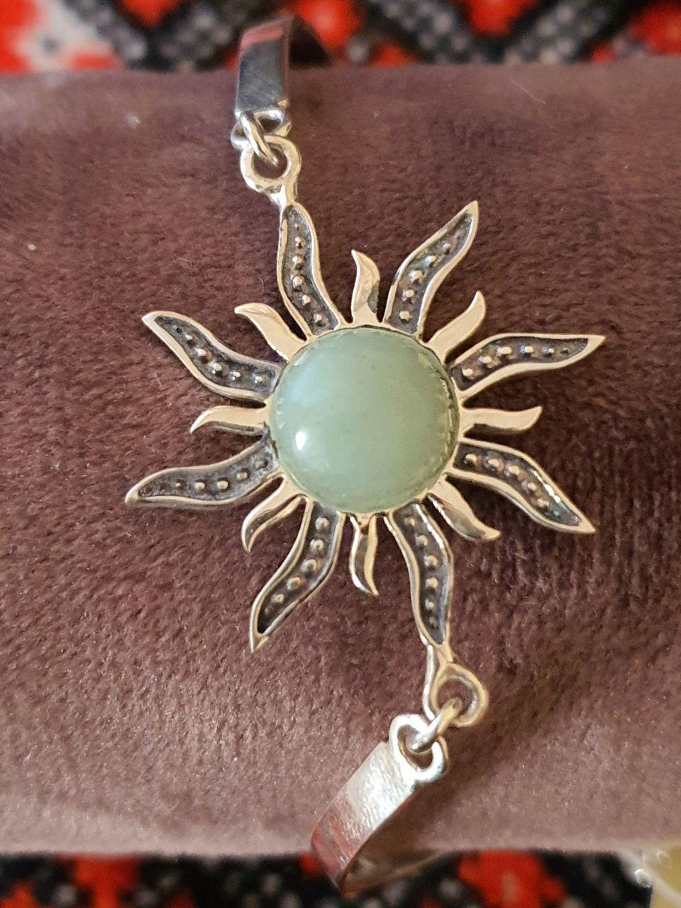Браслет срібний Сонце з камінням нефрит 925 проба (2607612427) - фото 15
