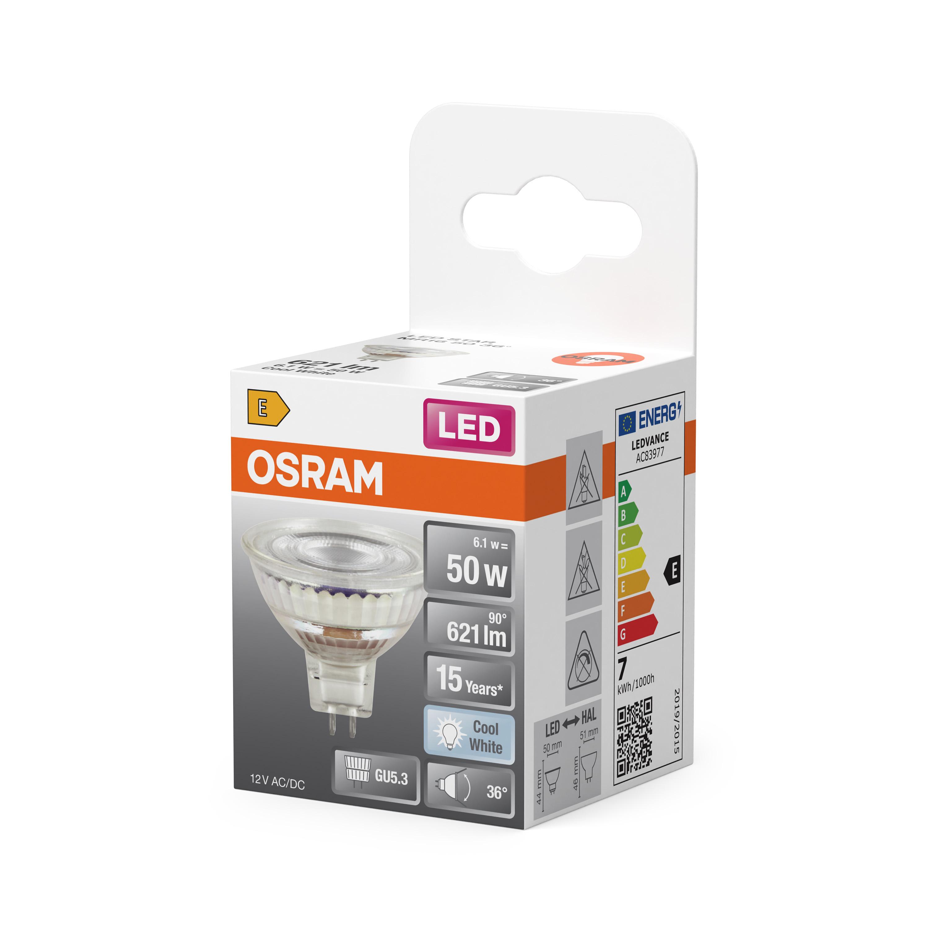 Лампа светодиодная Osram MR16 6,1W 12V 621lm 4000K GU5.3 50x44 мм рефлекторная (4099854458446) - фото 3
