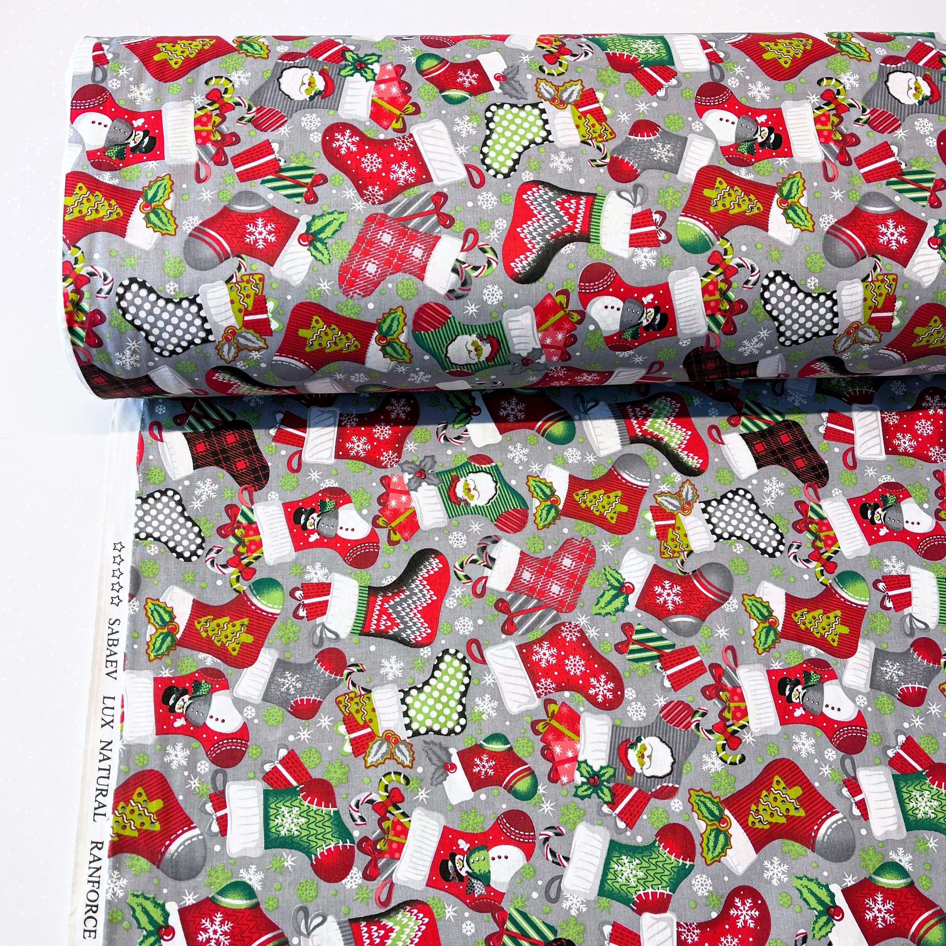 Ткань для постельного белья ранфорс новогодние сапоги 240 см Серый (М12198/4) Ткань для постельного белья ранфорс новогодние сапоги 240 см Серый (М12198/4)