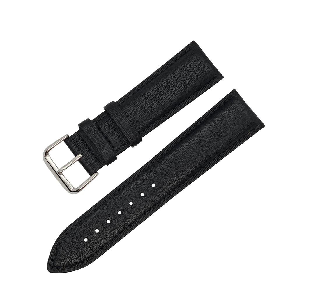 Ремешок для часов Strap гладкий кожаный 22 мм Черный (3605) - фото 1