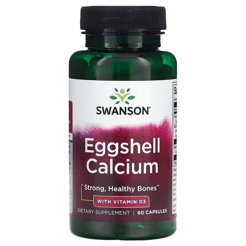 Кальций D3 Swanson Eggshell Calcium with Vitamin D3 из яичной скорлупы с витамином 60 capsules
